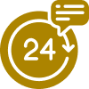 5 A yellow circle with an arrow and the word " 2 4 ".